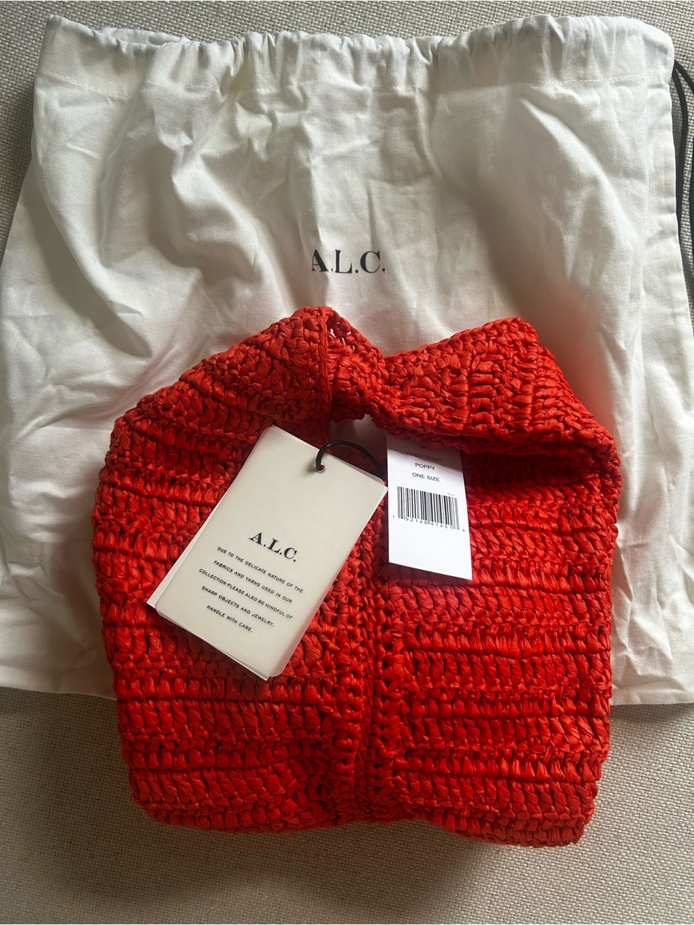 NWT • ALC Simone raffia bag in poppy